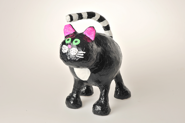 Katze schwarz, gross als Sparkässeli