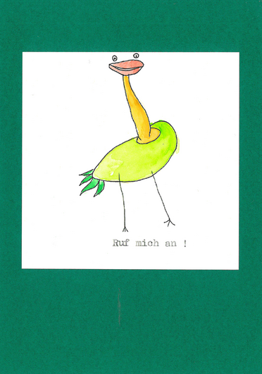 Karte "fr&ouml;hliche Tiere, Ruf mich an" gr&uuml;n