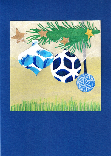 Karte zu Weihnachten "Baumschmuck" marineblau