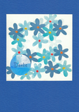 Karte als Dankesch&ouml;n "blaue Bl&uuml;mchen" marineblau