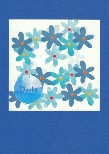 Karte als Dankesch&ouml;n "blaue Bl&uuml;mchen" marineblau