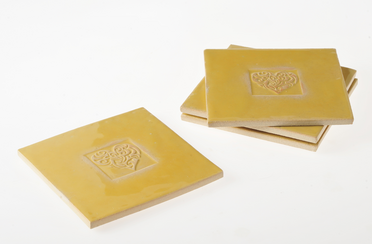 Quadrato mit Herz "gelb"  Untersetzer aus Keramik