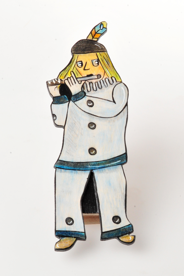 Fasnachtszettelhalter Pierrot blau