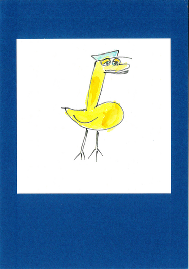 Karte "fr&ouml;hliche Tiere, Ente" blau